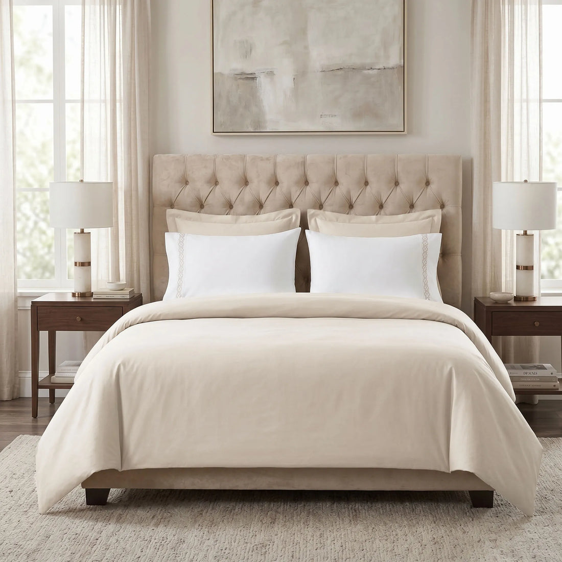 5-Piece Embroidered Egyptian Cotton 1000 Thread Count Duvet Cover Bundle