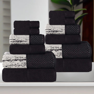 Lodi Cotton 12-Piece Bathroom Towel Set – Absorbent Mid-Weight Solids & Patterns