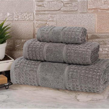 3-Piece Bath Towel Set – Zero Twist Cotton Napa Waffle