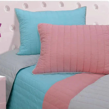 Brandon Cotton Embroidered Solid Reversible Striped Quilt Set