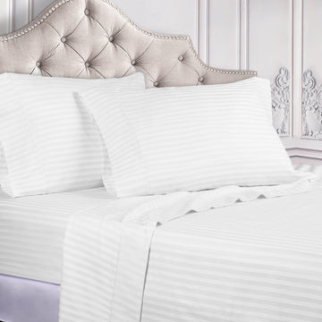 300 Thread Count Egyptian Cotton Sateen Stripe Bed Sheet Set