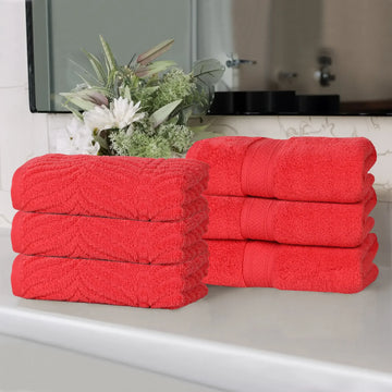 6-Piece Hand Towel Set – Cotton Chevron Zero Twist