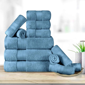 Turkish Cotton Towel Set 12-Piece Aria Plush Solid