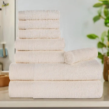 Rayon from Bamboo Eco-Friendly Fluffy Soft Solid 8 Piece Towel Set