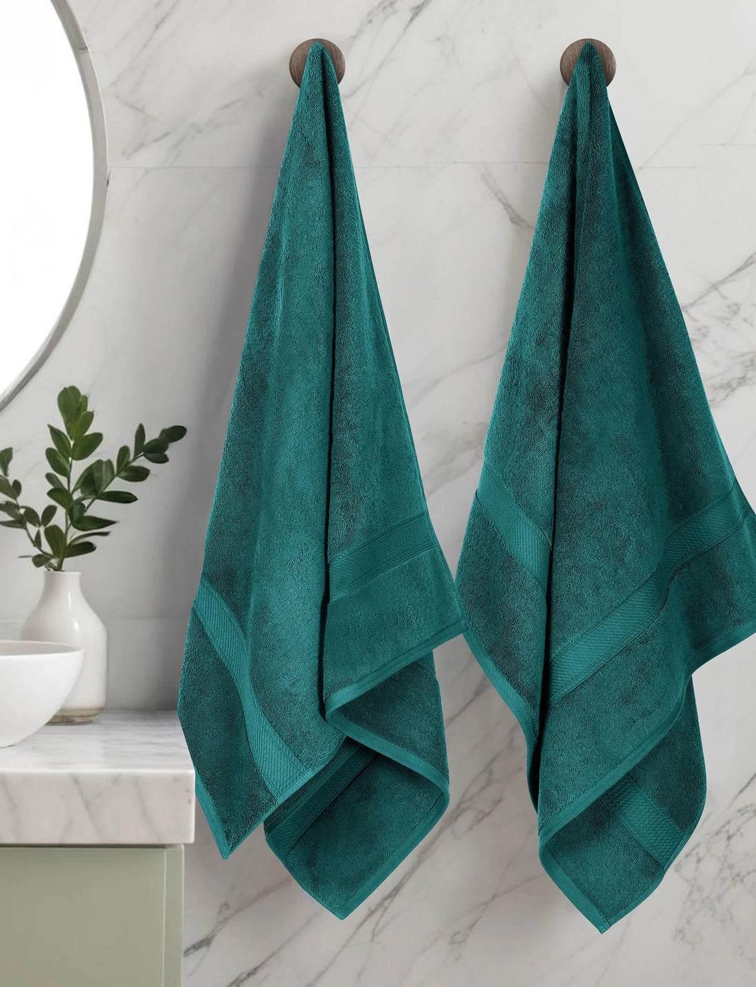 Egyptian Cotton Bath Towels Plush Absorbent Set of 2 - Madeline