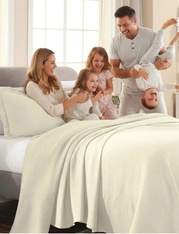 Lightweight Cotton Bedspread Sets 3-Piece Fleur De Lis Jacquard Matelasse