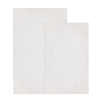 Ceton Diamond Trellis Textured Washable Bath Rugs, Set of 2
