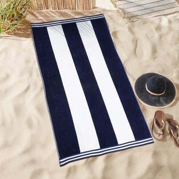 Cabana Stripe Oversized Cotton Beach Towel Sets