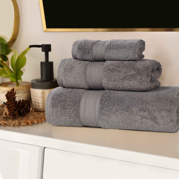 3-Piece Bath Towel Set – Zero Twist Cotton Chevron