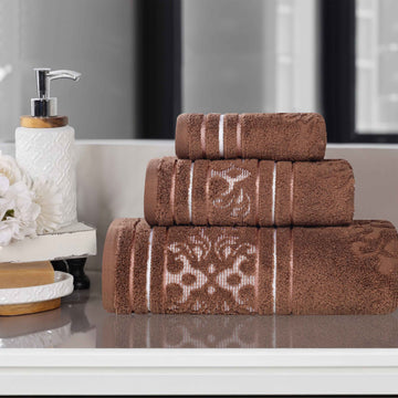 3-Piece Bath Towel Set – Zero Twist Cotton Sadie Jacquard