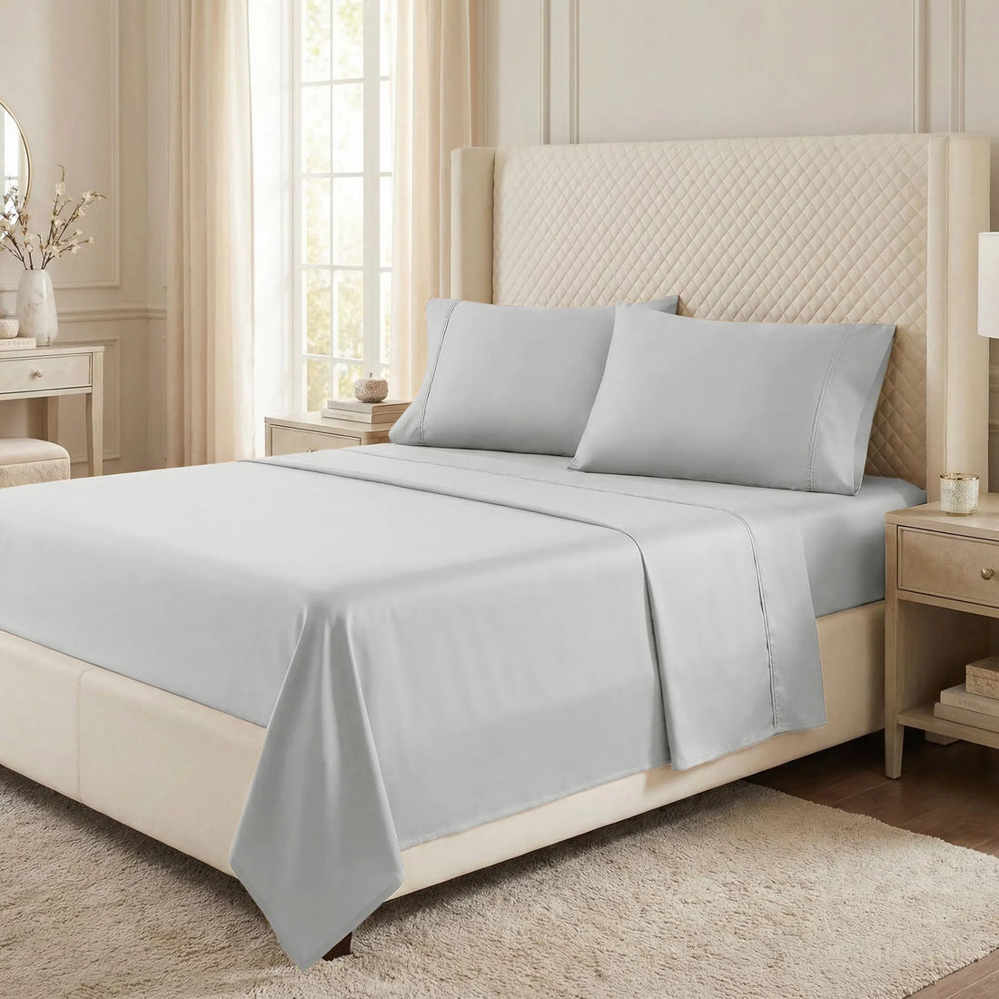 530 Thread Count Combed Cotton Sateen Bed Sheet Set
