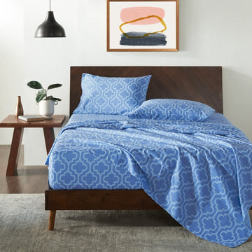 100% Cotton Flannel Bed Sheet Set Trellis Deep Pocket