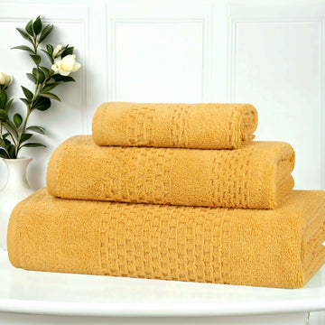 3-Piece Bath Towel Set – Zero Twist Cotton Playa Waffle