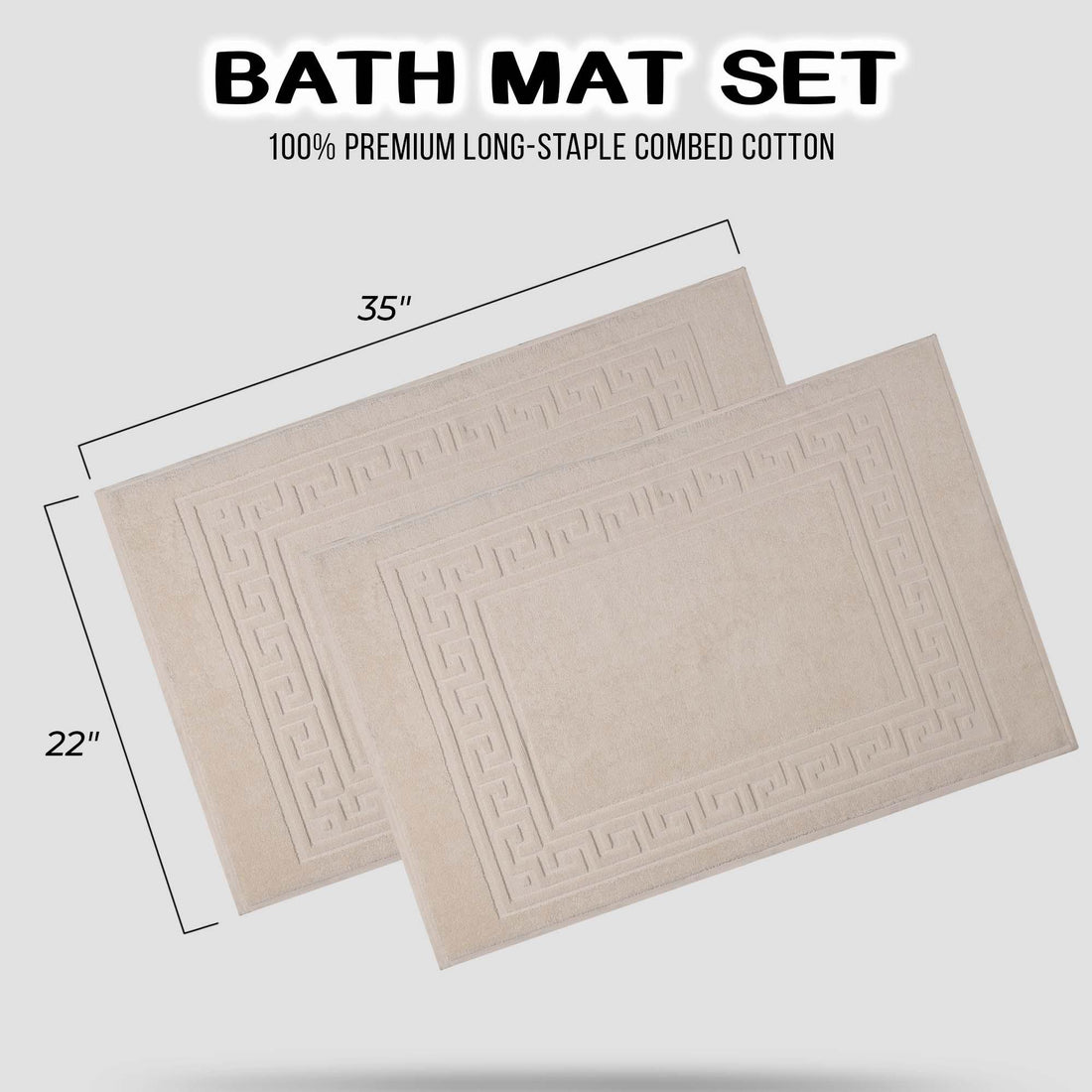 Egyptian Cotton Bath Mat Set of 2 Greek Key Infinity Border