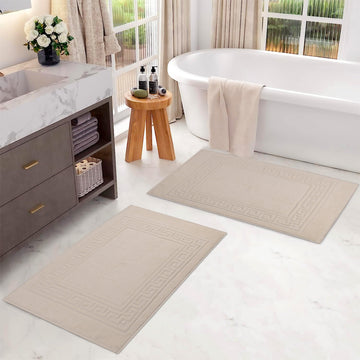 Egyptian Cotton Bath Mat Set of 2 Greek Key Infinity Border