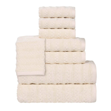 Superior Zuma Zero Twist Cotton Waffle Stripes 8 Piece Towel Set