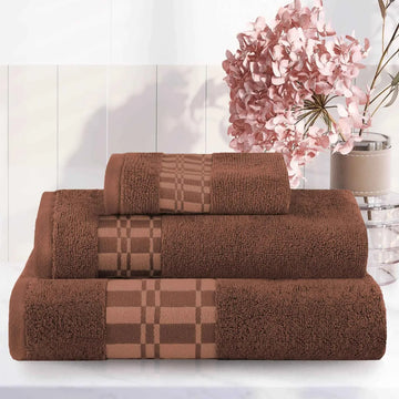 3-Piece Bath Towel Set – Cotton Larissa Geometric