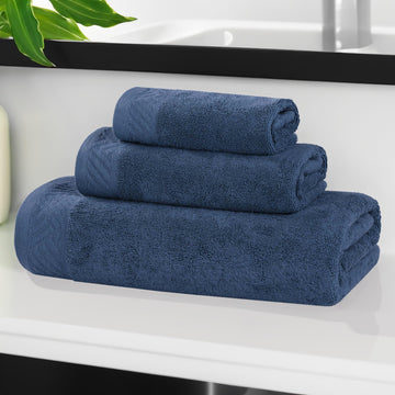 3-Piece Bath Towel Set – Egyptian Cotton Basketweave Basketweave