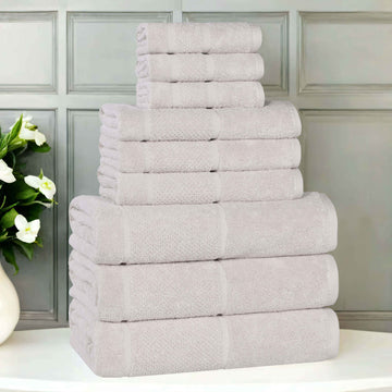Superior Mile Smart Twist Viscose Cotton Blend Solid 9 Piece Towel Set