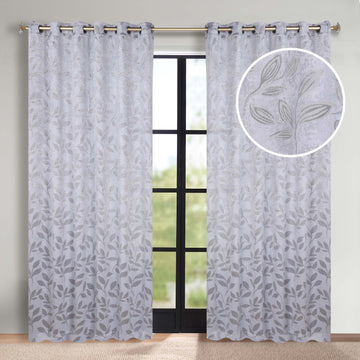 Blackout Curtains Leaves Pattern Room Darkening Grommet 2 Panels