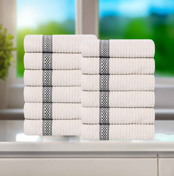12-Piece Washcloth Set – Zero Twist Cotton Brea Ribbed