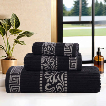 3-Piece Bath Towel Set – Cotton Athens Greek Floral