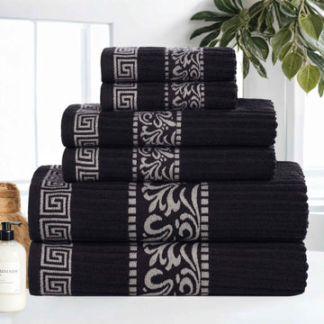 Superior Athens Cotton Greek Key Trim 6 Piece Towel Set