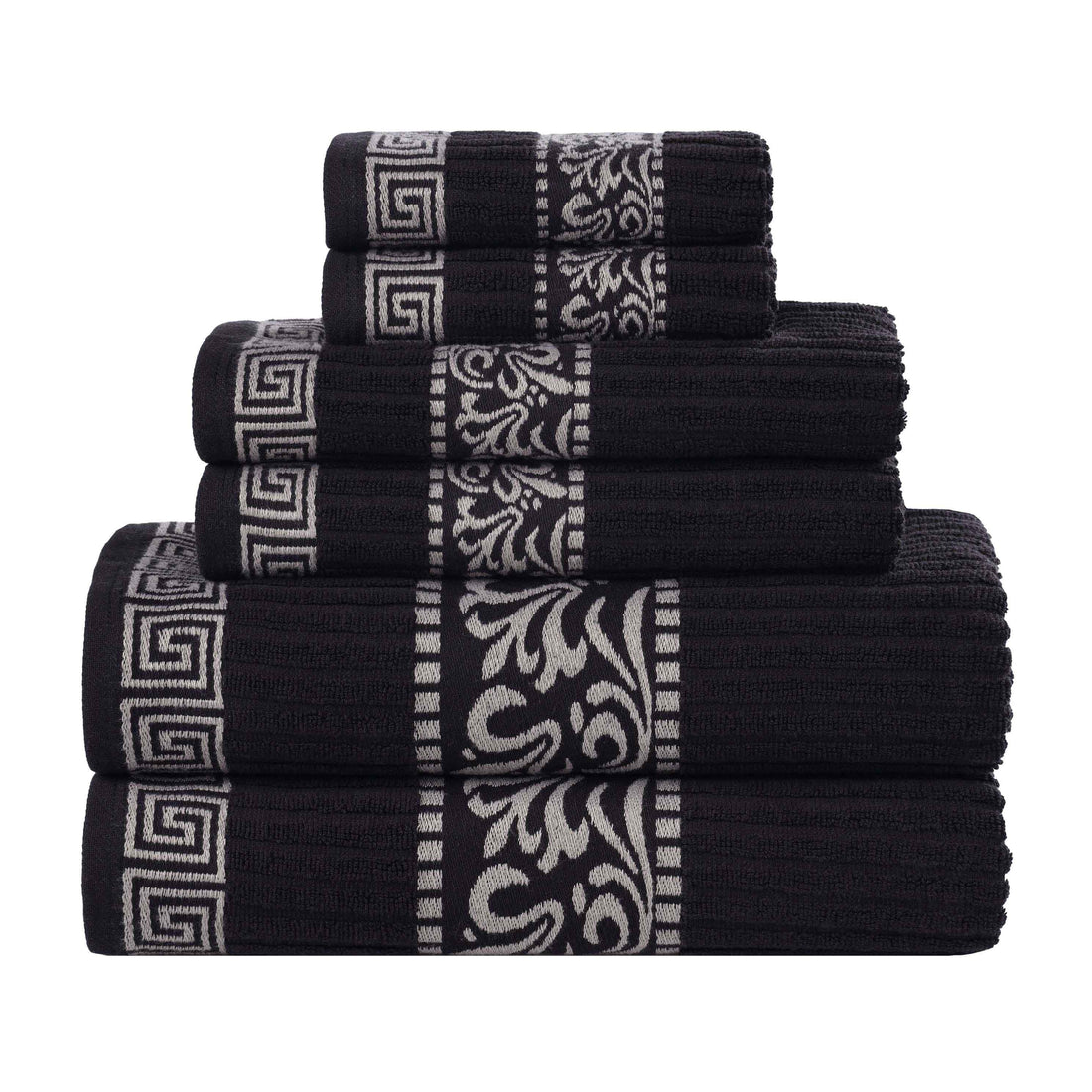 Superior Athens Cotton Greek Key Trim 6 Piece Towel Set