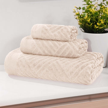 3-Piece Bath Towel Set – Egyptian Cotton Basketweave Basketweave