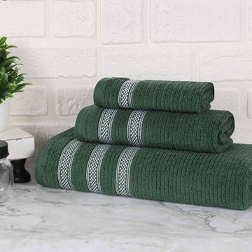3-Piece Bath Towel Set – Zero Twist Cotton Brea Ribbed