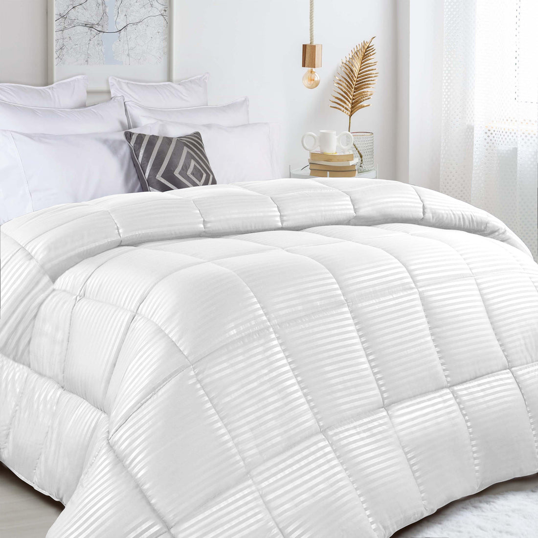 Superior Microfiber Down Alternative Medium Weight Striped Comforter