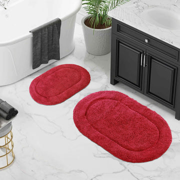 Superior Cotton Non Slip Oval 2 Piece Bath Rug Set
