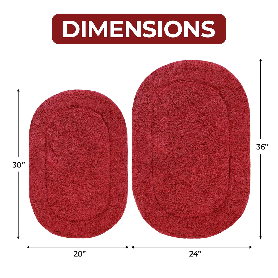 Superior Cotton Non Slip Oval 2 Piece Bath Rug Set