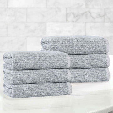 6-Piece Hand Towel Set – Cotton Blend Destin Ribbed
