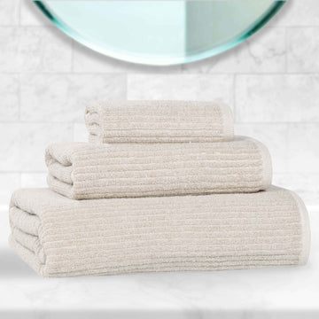 3-Piece Bath Towel Set – Cotton Blend Destin Ribbed