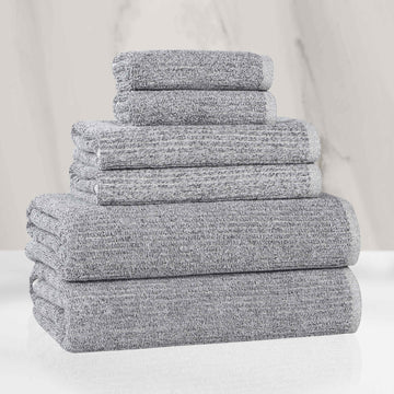Superior Destin Cotton Blend Medium Weight Ribbed 6 Piece Towel Set