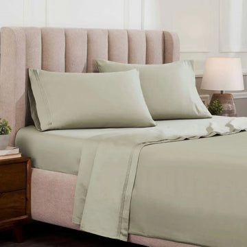 Egyptian Cotton Sateen Sheet Set 1500 Thread Count Sage