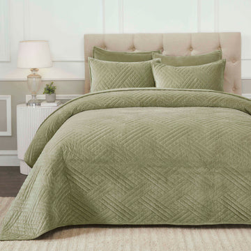 Superior Karina Cotton Velvet Lightweight Quilt and Pillow Sham Set