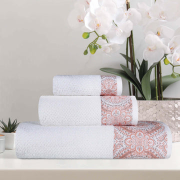 3-Piece Bath Towel Set – Cotton Medallion Jacquard