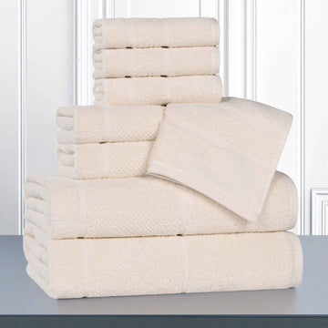 Superior Mile Smart Twist Viscose Cotton Blend Solid 8 Piece Towel Set