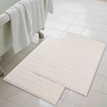 Superior Nora Cotton Thick Solid Checkered Washable Bath Mat Set of 2