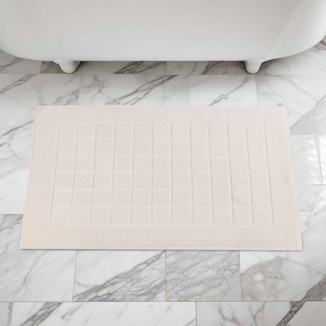 Superior Nora Cotton Thick Solid Checkered Washable Bath Mat Set of 2