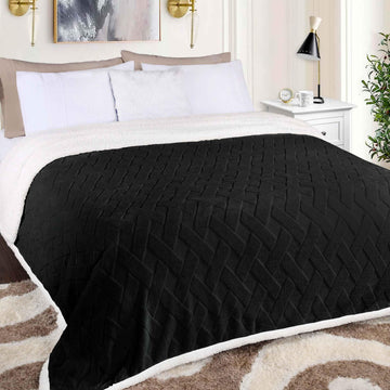 Sherpa Fleece Blanket Reversible Plush Fluffy Nuuk Jacquard