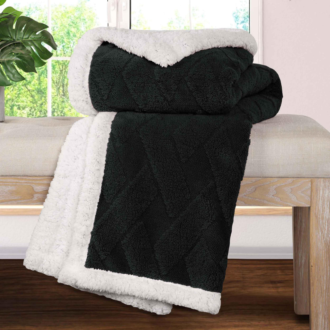 Sherpa Fleece Blanket Reversible Plush Fluffy Nuuk Jacquard