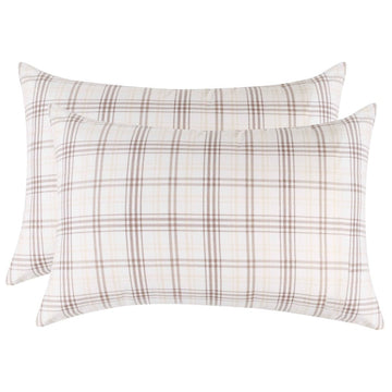 Plaid Flannel Cotton Classic Modern Farmhouse Pillowcases, Set of 2