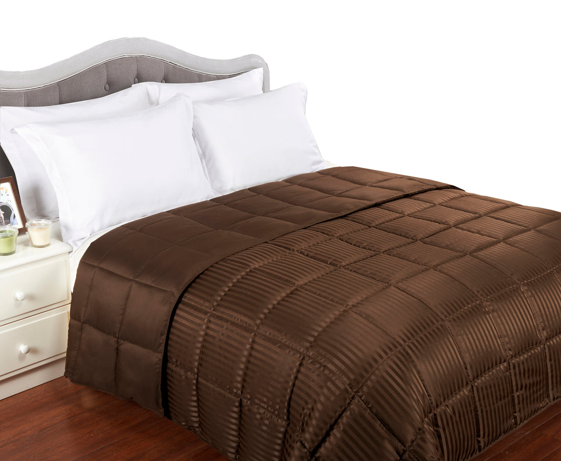 Superior Reversible All Season Down Alternative Stripe Bed Blanket