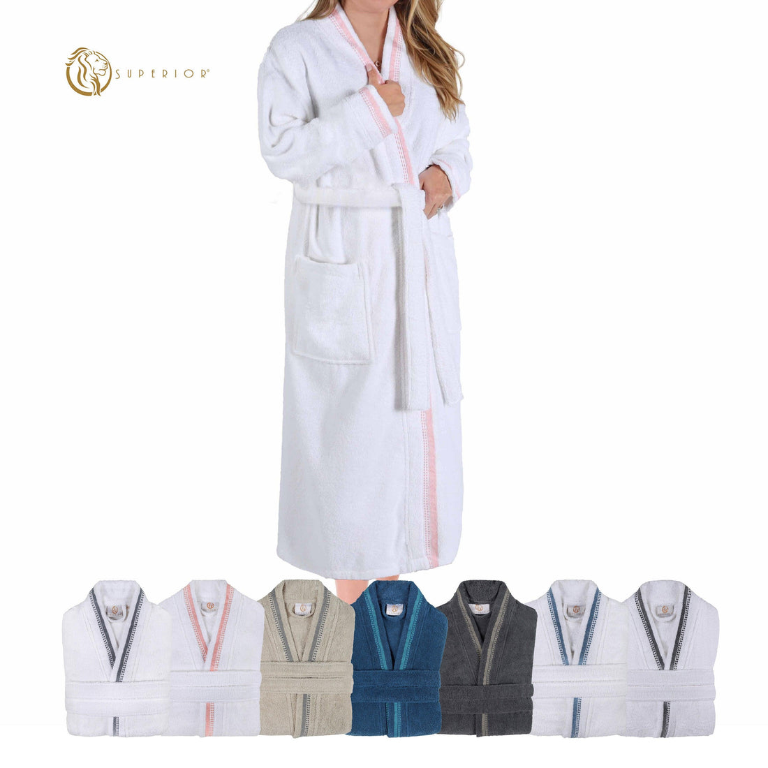 Superior Turkish Cotton Terry Kimono Embroidered Unisex Bathrobe