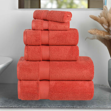 Superior Quick-Drying Zero-Twist Cotton Assorted 6-Piece Towel Set